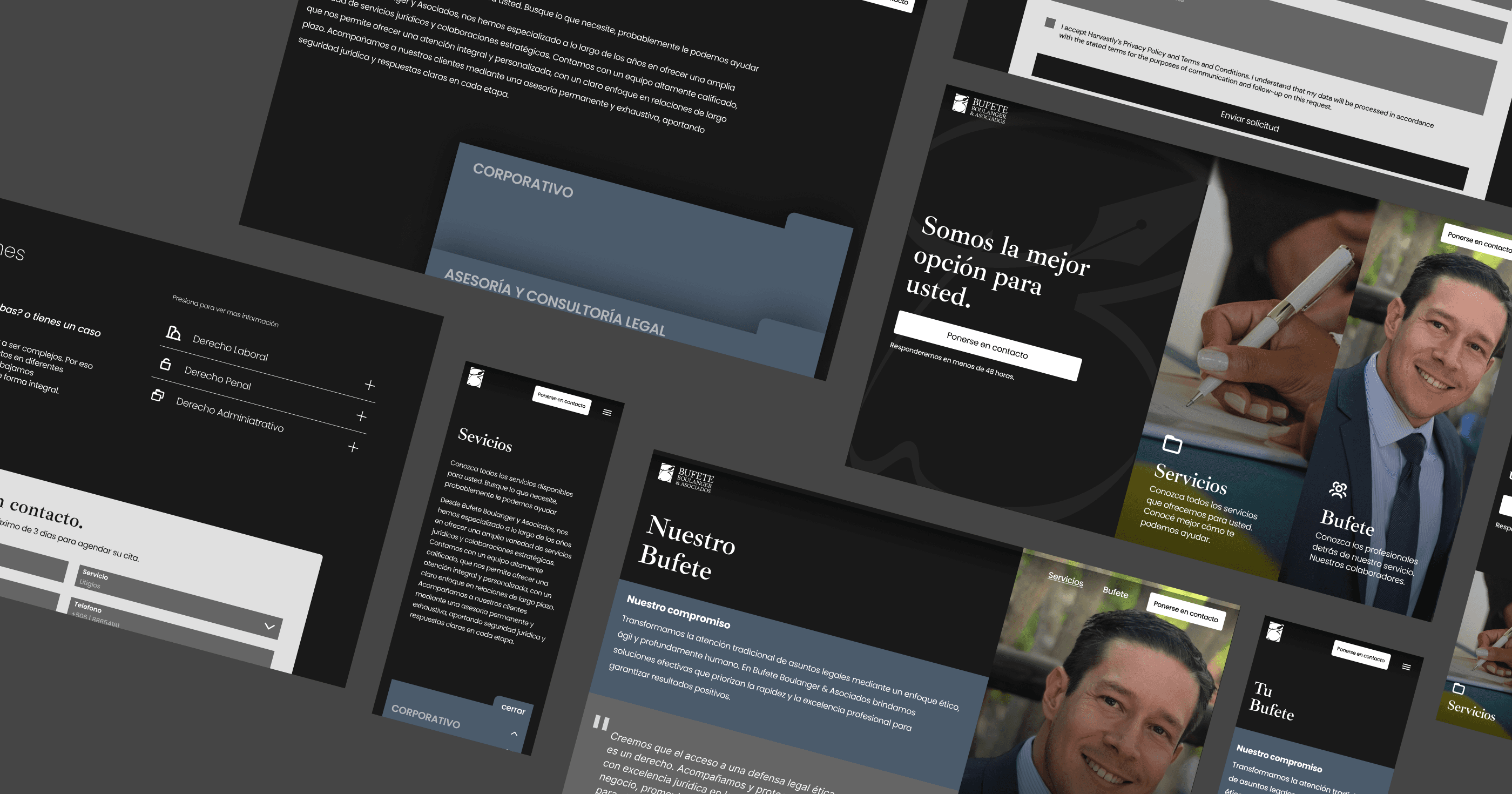 Bufette Boulanger website UI mockup across desktop and mobile screens